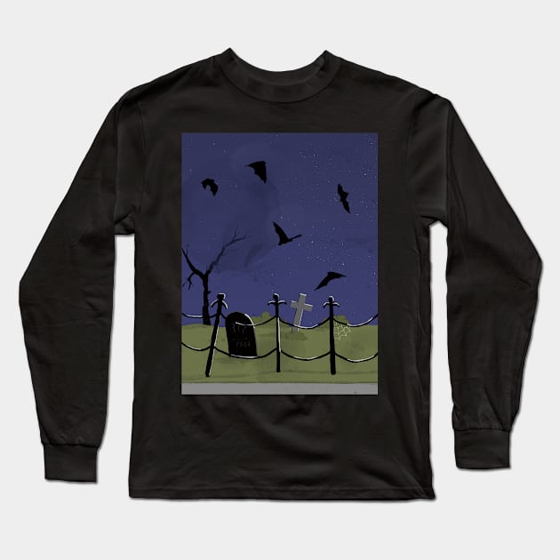 Graveyard Bats Long Sleeve T-Shirt by Little Birds